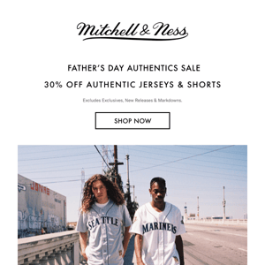 30% Off Authentic Jerseys + Shorts for Father’s Day 🎁