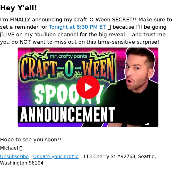 🎃 Craft-O-Ween Secret REVEALED! 😱 8:30 PM ET Tonight!