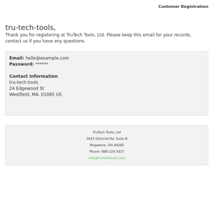 TruTech Tools, Ltd: Customer Registration