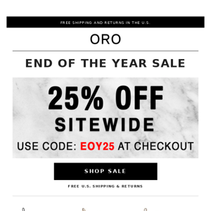 End of the Year Sale Starts NOW! 25% OFF SITEWIDE!