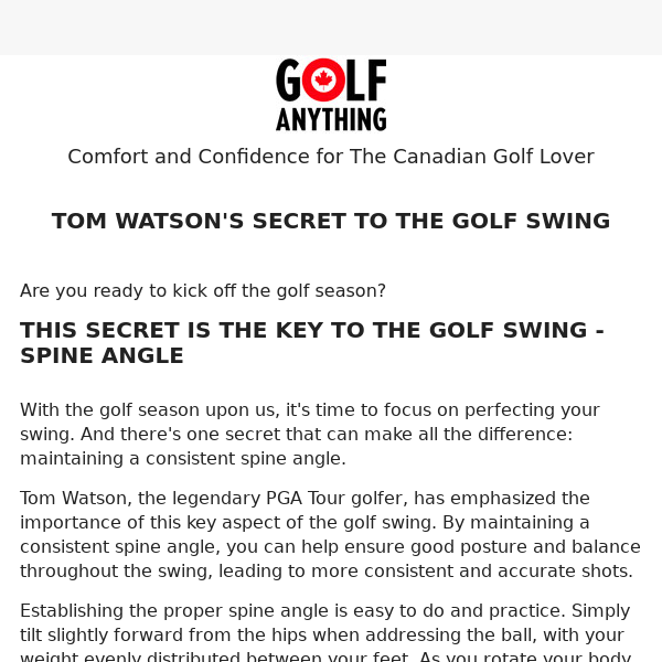 TOM WATSON'S SECRET TO THE GOLF SWING