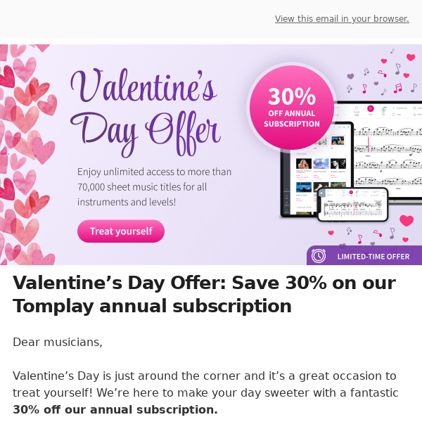 💖Valentine’s Day Offer: Save 30% on our Tomplay annual subscription!