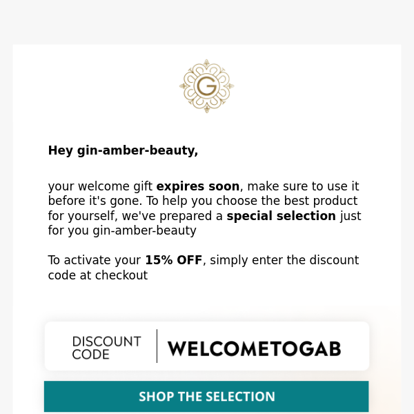 Gin Amber Beauty gift expires soon...