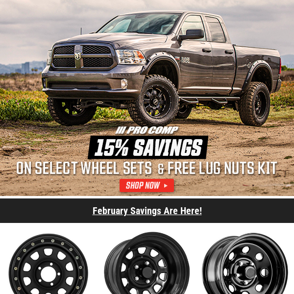 Don't Miss Out: 30% Off ProComp Wheels + Free Lug Nut Kit!