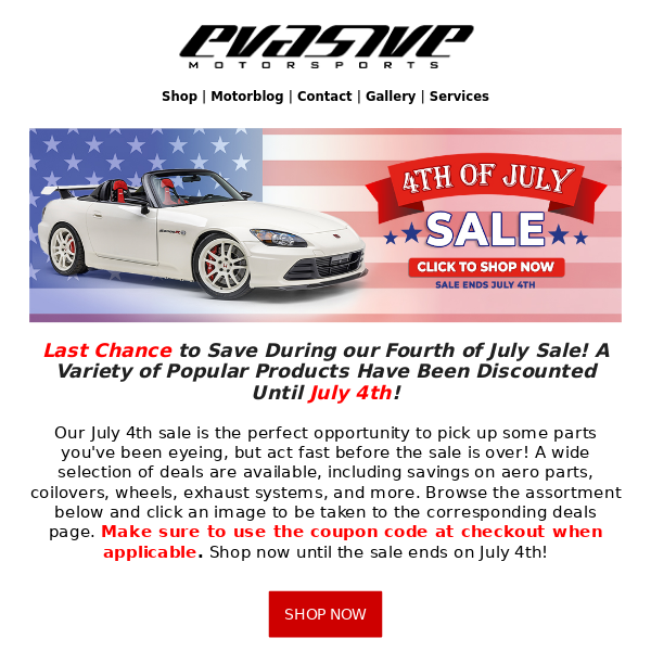 Fourth of July Sale Ending Soon!