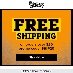 🚨 Here’s FREE shipping over $20!