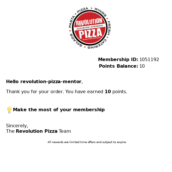 Welcome Revolution Pizza Mentor