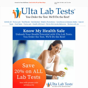 Your Well-Being Matters: Get 20-50% Off Lab Tests Today!