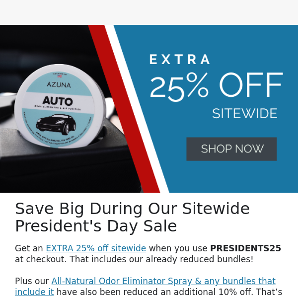 President's Day Sale 🇺🇸 Save 25% Off