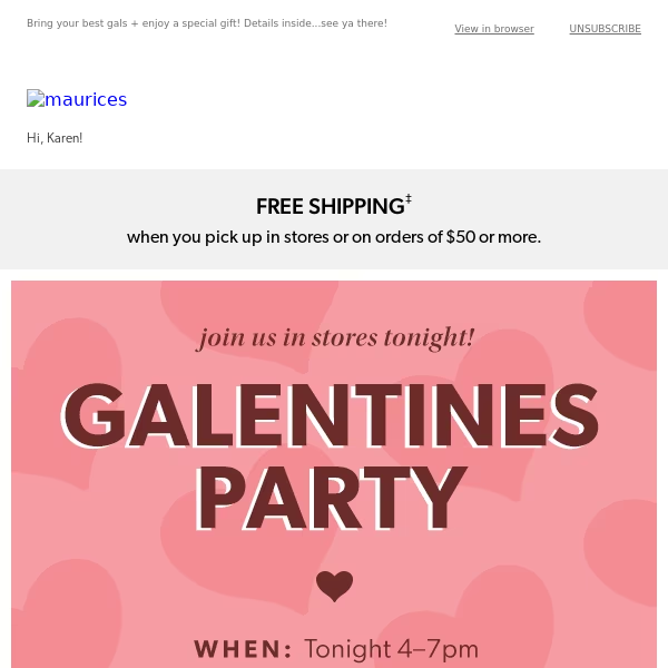 💌 Galentines Party TONIGHT in stores! 💌