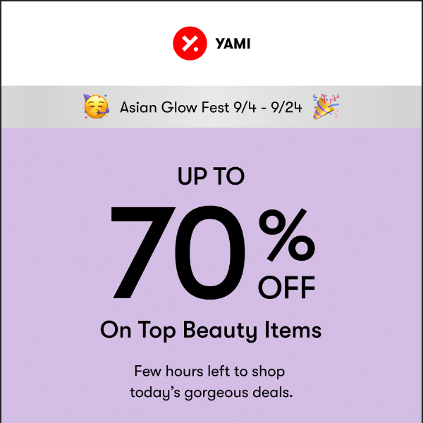 Few Hours Left: 70% off on top beauty items.