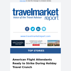 TMR Weekly Wrap: AA Strike, Cruise Line Rankings, Halloween Towns