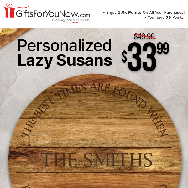 $33.99 Personalized Lazy Susans | Save Over 30%