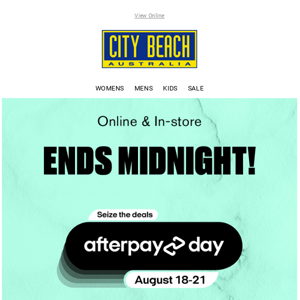 🚨 LAST DAY: City Beach Afterpay Day 50% Off! 🚨
