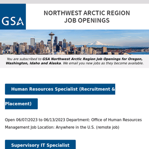 New/Current Job Opportunities in the GSA Northwest Arctic Region