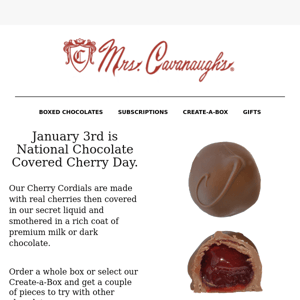 January 3rd is National Chocolate Covered Cherry Day!