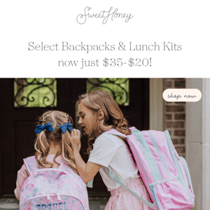 Up to $30 OFF select Backpacks & Lunch Kits! 🥳