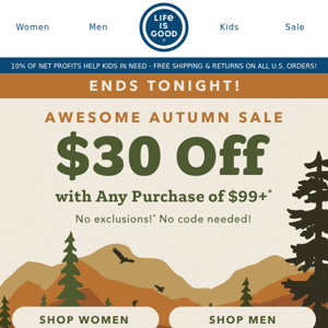 Awesome Autumn Sale ENDS TONIGHT