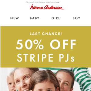 Last Chance! 50% Off Stripe PJs