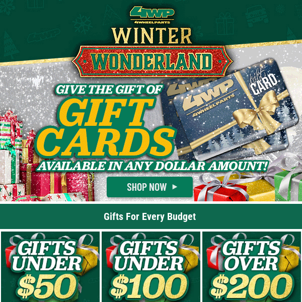 🏁 Hurry! Make Their Holiday Unforgettable with a 4WP Off-Roading Gift Card! 