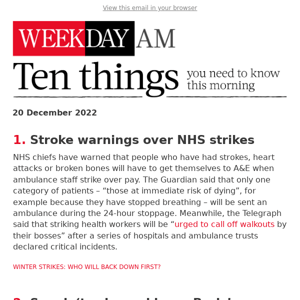 Stroke warnings over NHS strikes