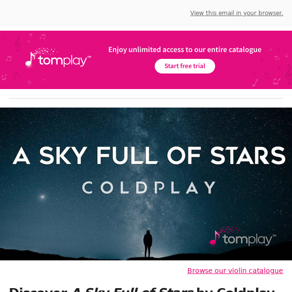 🎻 New sheet music: Discover A Sky Full of Stars by Coldplay!