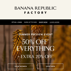 New for You: 50% off everything + an extra 20%