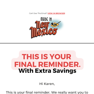Final Reminder: Extra Savings Inside!