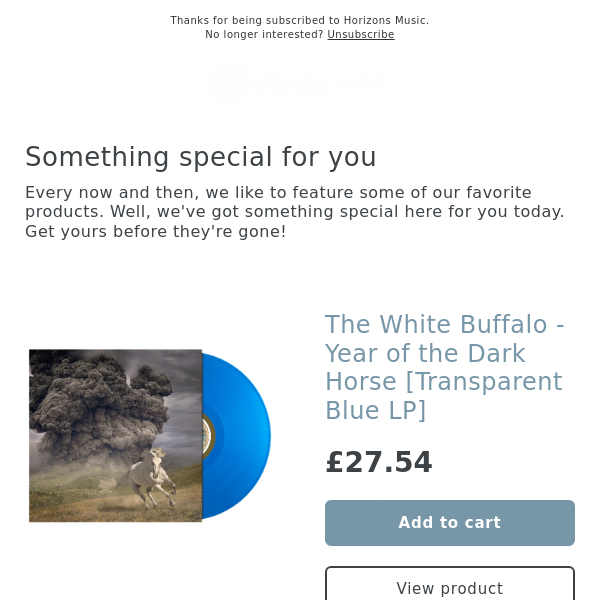 NEW! The White Buffalo - Year of the Dark Horse [Transparent Blue LP]