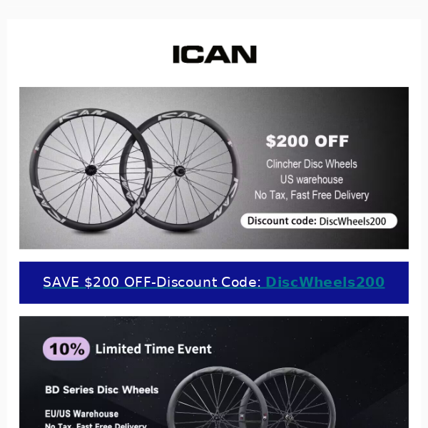 UP TO $200 OFF-ICAN Disc Road Wheels EU & US Warehouse