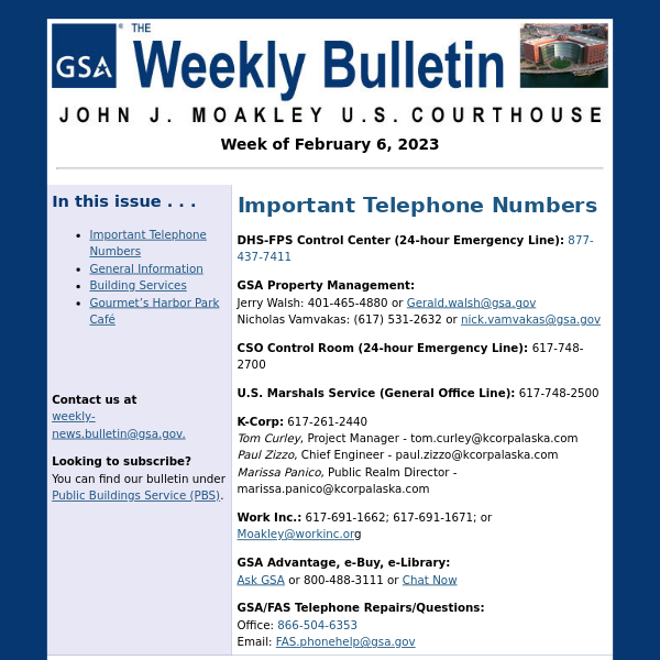 The Weekly Bulletin Moakley - Week of February 6, 2023