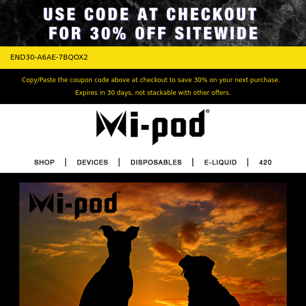 Mi-Pod | Last Email of Series + 30% Off Sitewide