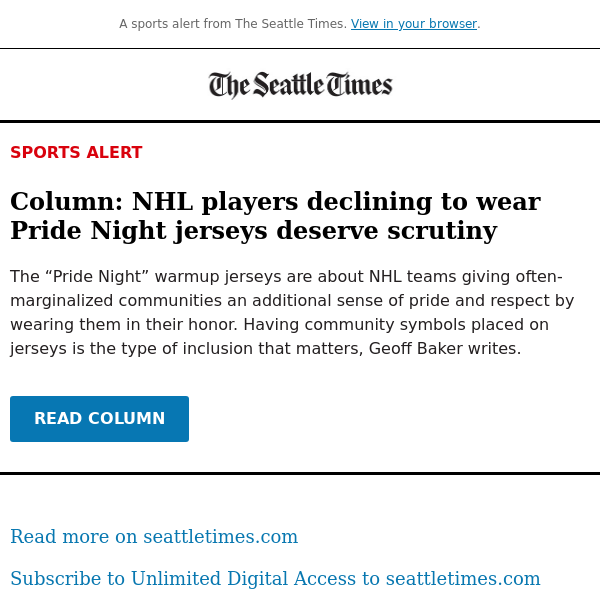 Column: NHL players declining to wear Pride Night jerseys deserve scrutiny