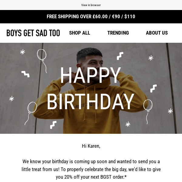 Happy birthday from Boys Get Sad Too! 🎉