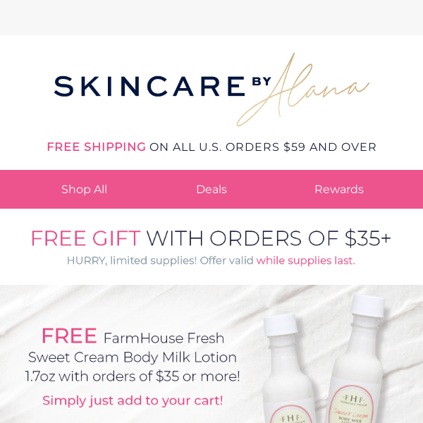FREE Sweet Cream Body Milk Lotion w/ Your Order Today!
