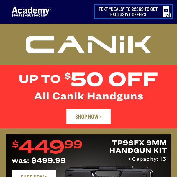 Get up to $50 Off ALL Canik Handguns
