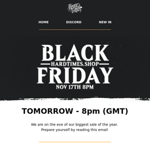 TOMORROW - Black Friday starts 8pm (GMT)