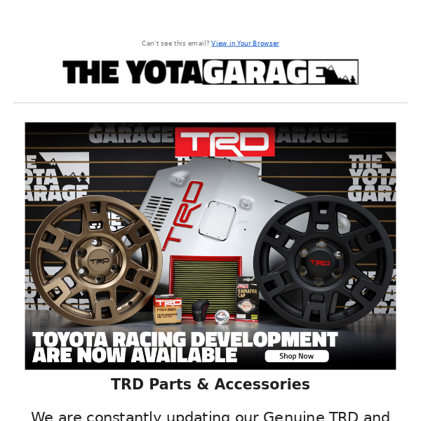 New Toyota Racing Development (TRD) Parts Now Available!