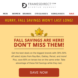 Shop Fall Savings On Ray-Ban, Oakley, Persol & More