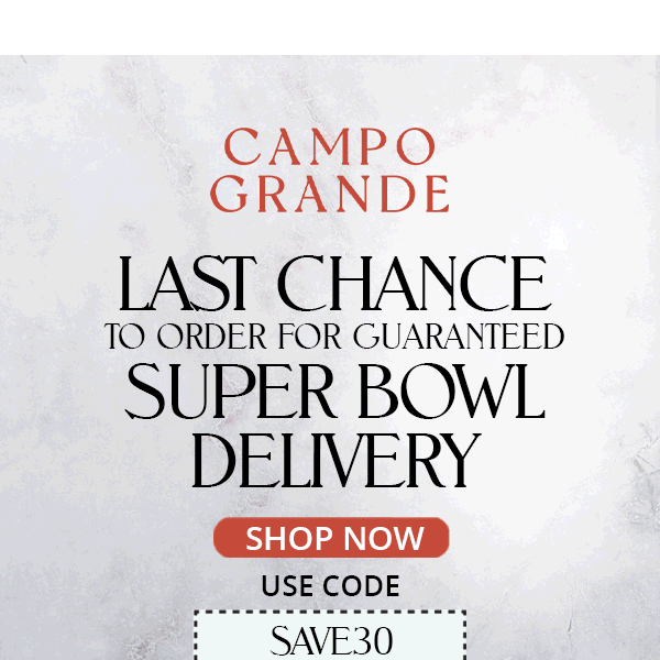 LAST day to order for guaranteed Super Bowl delivery 🏈