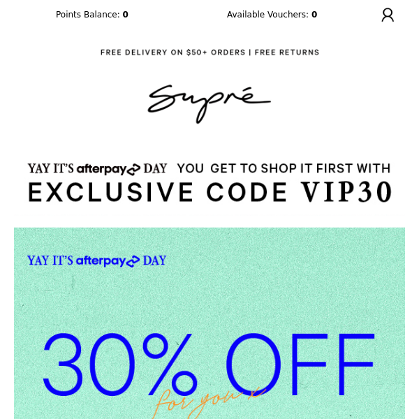 FIRST IN LINE: 30% Off Sitewide