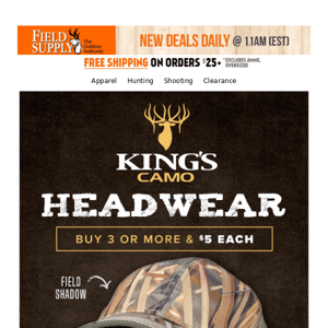 Fit for a King: King's Caps Buy 3+ & $5 each!