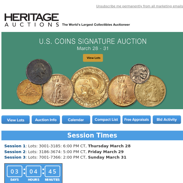 Ending Soon: March 28 - 31 US Coins Signature Auction