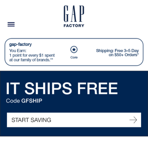 Free shipping + doorbusters from $5!