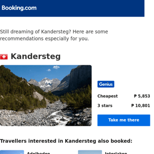 Deals in Kandersteg from ₱ 5,853 for your dates