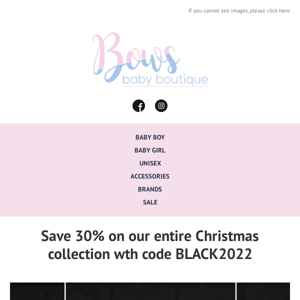 Black Friday continues! Save 30% on our entire Christmas collection. Bag a festive bargain today  🎄 🎅 ❄️