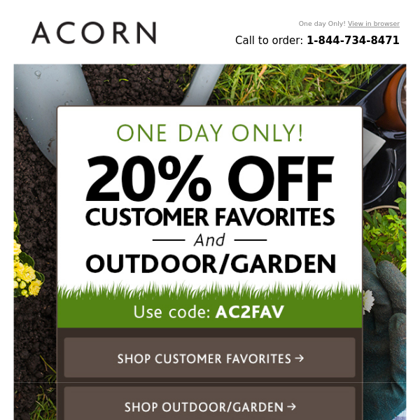 20% Off Customer Favorites + Outdoor/Garden