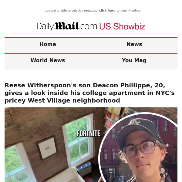 Reese Witherspoon's son Deacon Phillippe, 20, gives a look inside his college apartment in NYC's pricey West Village neighborhood