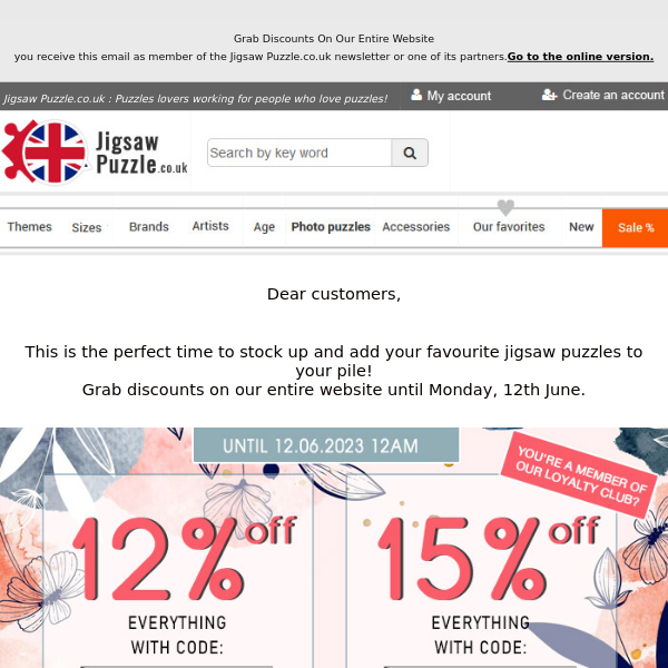 Grab Discounts On Our Entire Website - Jigsaw Puzzle UK