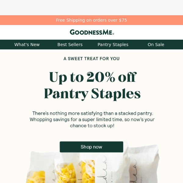 Up to 20% off pantry staples